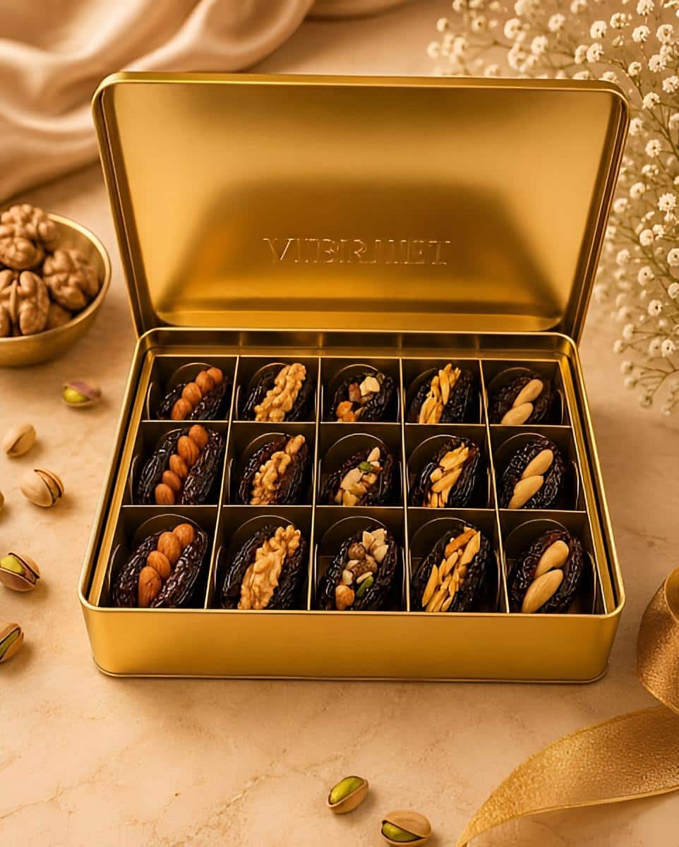 Khajoor Metallic Tin Box (15 Pcs)